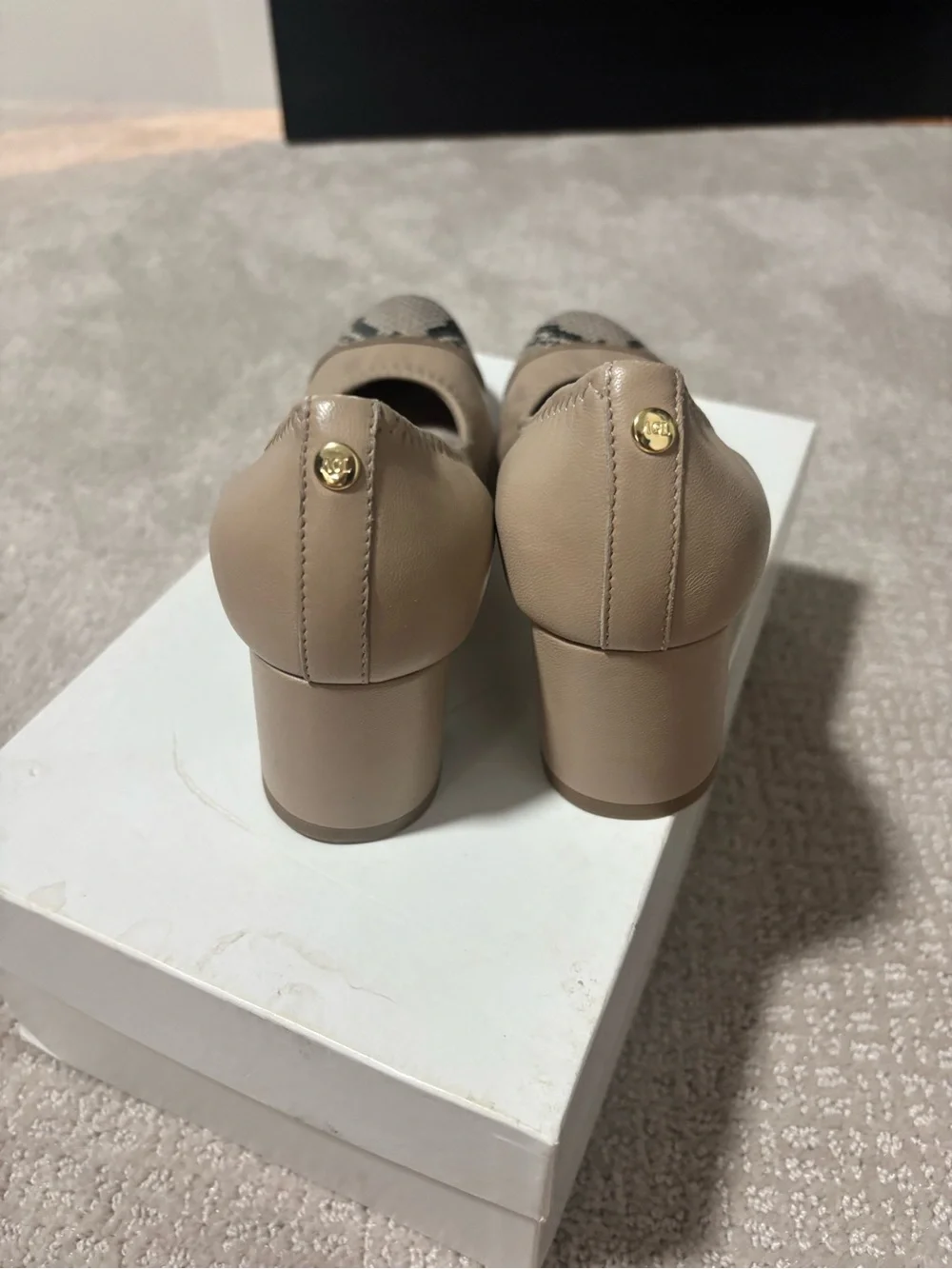 Agl Beige Pumps with Snake-Print Cap Toe